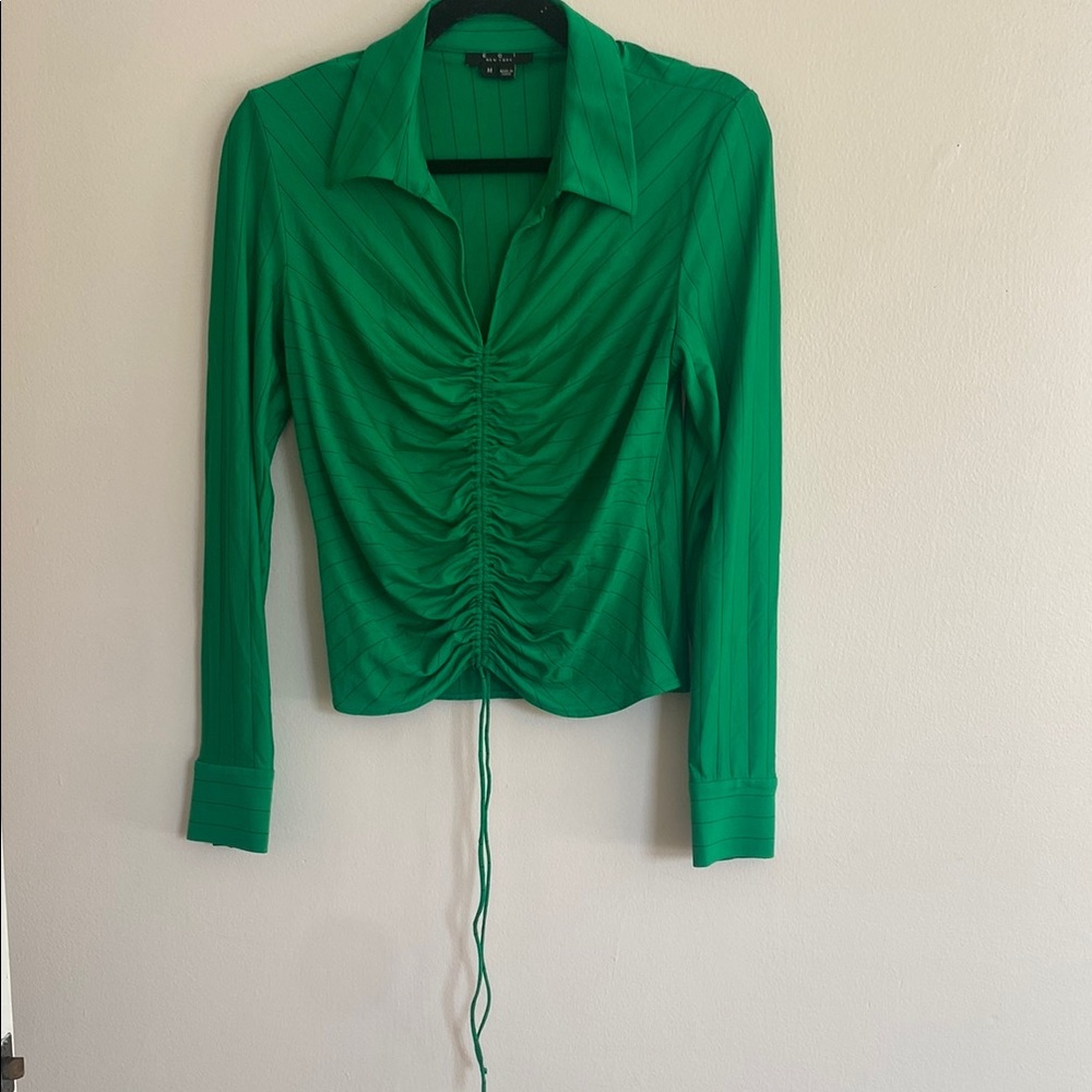 New York ECI Green Ruched Long Sleeve Top